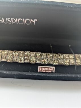 Sterling Silver Marcasite Tile-Link Bracelet Sterling Silver